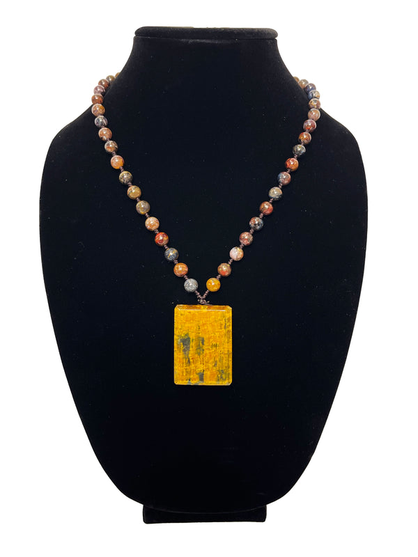 Pietersite Beaded With Large Stone Necklace