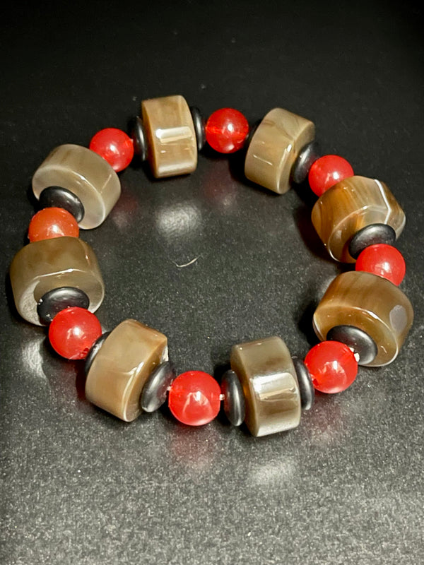 Brown mix red agate