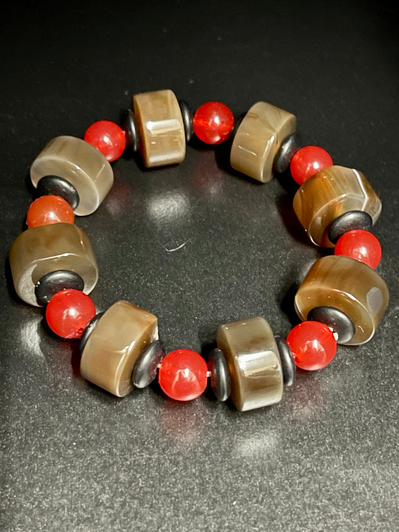 Brown mix red agate