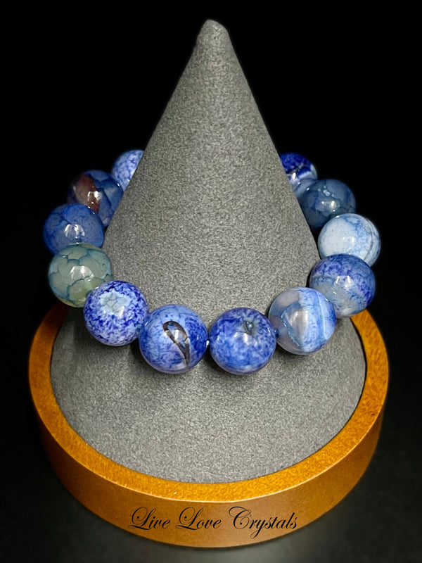 Blue Dragon Vein Agate Bracelet